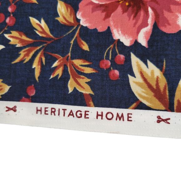 Boundless Cotton Fabric Heritage Home Floral Navy Pink Peony 3 YDS x 43” - Picture 7 of 16